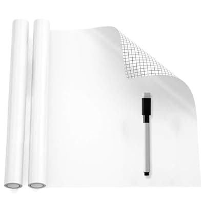 [Trazzo] Large Dry Erase Whiteboard Sticker 17.7" x 78" Peel and Stick White Board Paper, Removable Self-Adhesive Whiteboard Roll for Office, Home, Classroom, Wall Decal, Reusable & Easy to Clean