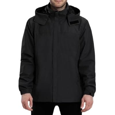 [ACCNUO] ACCNUO Men's Waterproof Rain Jacket Lightweight Raincoat & Windbreaker with Detachable Hood for cycling Hiking Travel
