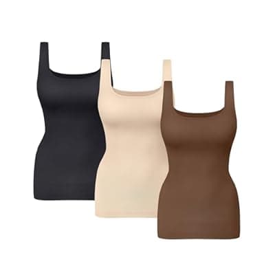 [KIKIMINK] KIKIMINK Womens Shapewear Tank Tops Tummy Control Seamless Square Neck Body Shaper Compression Camisole Slimming Undershirt