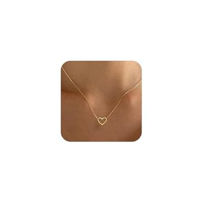 [BAYLAY] BAYLAY Mothers Day Gifts for Mom Grandma Wife, Heart Necklace for Women Girls 18K Gold/White Plated Heart Pendant Charm Necklace Dainty Gold Necklace for Women Gold Jewelry