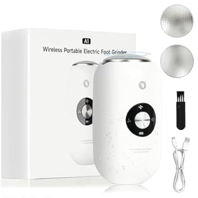 [Nuaoi] Electric Foot Callus Remover Grinder - Rechargeable Pedicure Tools Callus Remover for Feet Foot Scrubber File Foot Care with 3 Speeds 2 Stainless Grinding Heads for Hard Cracked Dry Dead Skin