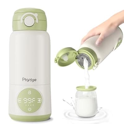 [Phydge] Portable Bottle Warmer for Travel, 15oz Capacity Portable Milk Warmer for Baby, Formula, Breast Milk & Water, On The Go Bottle Warmer with Long Battery Life, Even Heating, Precise Temperature Control
