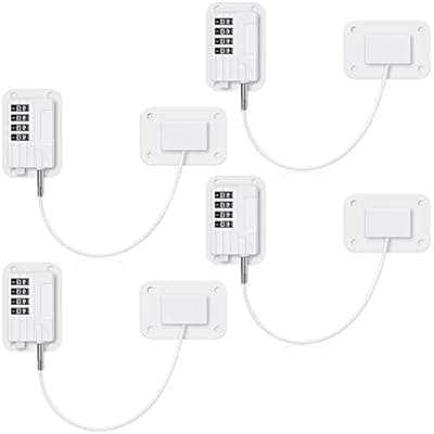 [Zhengmy] Zhengmy 4 Pcs Refrigerator Locks, Cabinet Locks with Combination, Heavy Duty Fridge Lock with 4 Digit Code for Kids Adults, Child Proof Fridge Lock, Drawers, Closets, Windows, Easy Install(White)