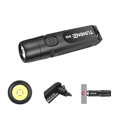 [TUNENGE] TUNENGE S15 Keychain Flashlight- Super Bright 650 High Lumens,USB C Rechargeable EDC Pocket Flashlight,Mini Flashlight with Magnetic Suitable for Hiking, Outdoors (Magnet Black)