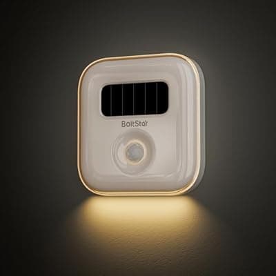 [BoltStar] BoltStar Motion Sensor Night Light: Solar Night Light Indoor with No Charging Needed, Magnetic Wall Mount or Tabletop, 3000K Soft Warm Light for Bedroom, Bathroom, Hallways, Stairway