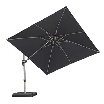 [PURPLE LEAF] PURPLE LEAF 10' X 10' Left-right Tilting Patio Umbrella Outdoor Swivel Cantilever Umbrella Aluminum Offset Umbrella with Champagne Frame and 360-degree Rotation for Garden Deck Pool, Grey