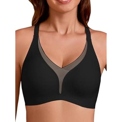 [COCOMARTS] COCOMARTS Jelly Bras for Women No Underwire Push Up Deep V Mesh Comfort T Shirt Bralette Wireless Seamless Everyday Bra
