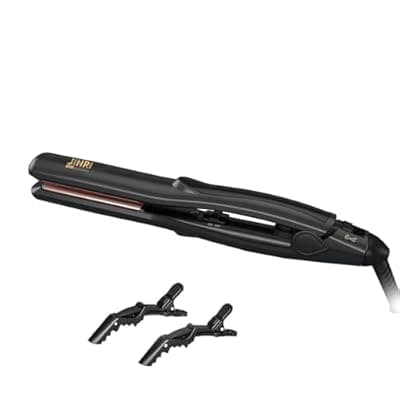 [JINRI] JINRI Hair Straightener, Tourmaline Ionic Flat Iron Hair Straightener & Curls, 360 ° Tail Rotation, 400 ℉, Dual Voltage, 100-240V, with Lock Key for Easy Storage (Black, 0.8 inch)