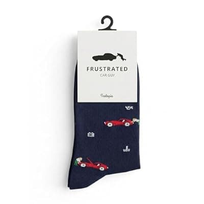 [feetopia] feetopia Socks with Frustrated Car Guy Design, Ideal Car Lover Gift, 1 Pair Per Pack, Size 8-13
