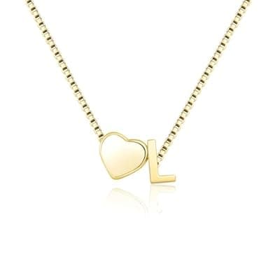 [BAYLAY] BAYLAY Gold Initial Necklaces for Women, 18K Gold Plated Heart Letter A-Z Initial Necklace Dainty Gold Necklace for Women Gold Jewelry Stocking Stuffers Teen Girl Gifts Trendy Stuff Valentines Gifts