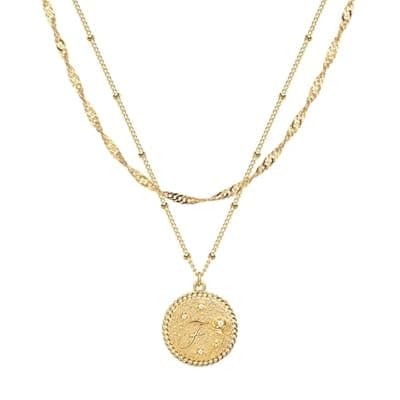 [TONTMY STUDIOS] TONTMY STUDIOS Gold Initial Necklaces for Women Trendy 14K Gold Plated Letter A- Z Pendant Necklace Paperclip Link Chain Personalized Coin Layered Dainty Gold Necklace for Women Gold Jewelry