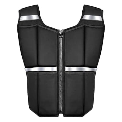 [ONETWOFIT] 45lb/35lb/19lb Weighted Vest Men Women, Adjustable Rucking Vests for Walking with Zipper/Removable Silicone Weights, Strength Training Workout Vest for Running GYM Home, Detachable Reflective Strips
