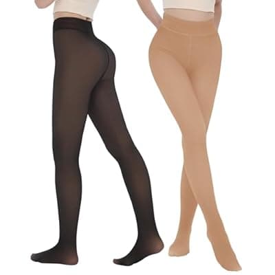[iceROSE] iceROSE Fleece Lined Tights Women - Sheer Black Thermal Leggings Thick Warm Pantyhose Fake Translucent Dress for Cold Winter