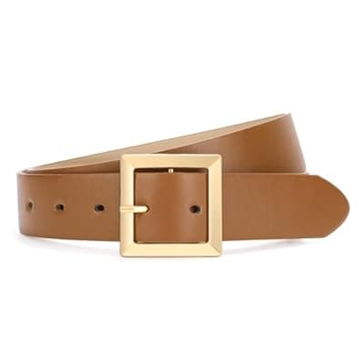 [SUOSDEY] SUOSDEY Women Leather Belt for Jeans Dresses Pants Fashion Waist Belt Ladies Belts for Trendy with Gold Square Buckle