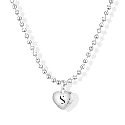 [KISSCLOUD] KISSCLOUD Heart Initial Necklaces for Women 14K Gold Silver Dainty Letter Charm Necklace Cute Bubble Personalized Name Pendant Ball Chain Necklace Non Tarnish Trendy Jewelry Gift
