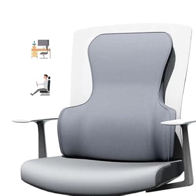 [SHAKERINO] Lumbar Support Pillow for Office Chair – Back Support for Office Chair with All-Season Memory Foam & Anti-Slip Silicone Base, Lower Back Relief, Gray