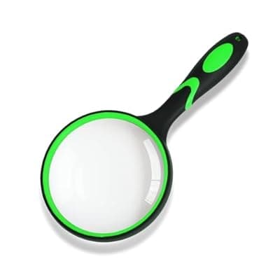 [KINSUTO] Magnifying Glass Handheld Reading Magnifier for Seniors - 100MM Real Glass Magnifying Lens for Book, Newspaper Reading, Insect and Hobby Observation, Science (Green)