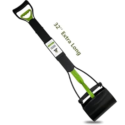 [ShinyDew] ShinyDew 32" Pooper Scooper for Large Small Dogs, Extra Long Handle Heavy Duty Poop Scoop, Foldable Dog Poop Picker Upper for Yard (Without Bag and Dispenser Attachment)