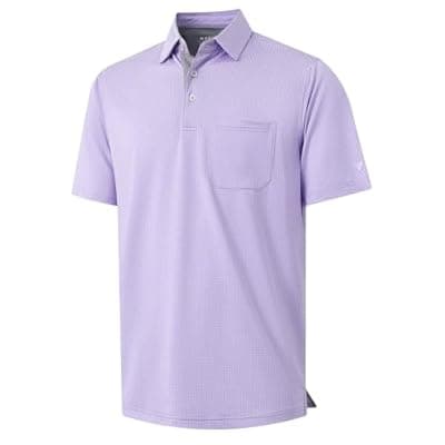 [M MAELREG] M MAELREG Mens Polo Shirts Short Sleeve Dry Fit Jacquard Performance Moisture Wicking Casual Pocket Golf Shirts for Men
