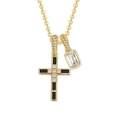 [Fettero] Fettero Gold Cross Necklace for Women Teen Girls - Double Pendant Necklaces 14K Gold Plated Removable Cross Necklace Dainty Simple Gold Necklace for Women Trendy Faith Gold Jewelry Gifts