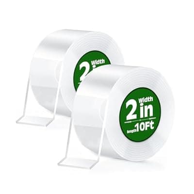 [YAKUNCL] YAKUNCL 2 Rolls Heavy Duty Double Sided Nano Tape, Strong Adhesive Acrylic Mounting Tape, Removable Traceless Washable Strips, Transparent No Drill Wall Tape for Home Office Car Organization & Decor
