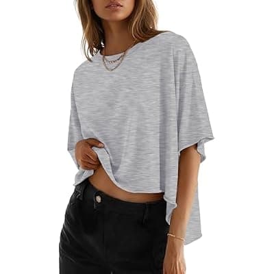 [JINKESI] JINKESI Summer Shirts 2026 Womens Oversized T-Shirts Crew Neck Casual Short Sleeve Loose Basic Tee Tops