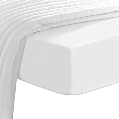 [Pizuna] Pizuna Pure 100% Cotton California King Fitted Sheet Only, Luxurious 400 Thread Count Long Staple Cotton Sateen Weave 15" Deep Pocket Fitted Sheet (Combed White California King Fitted Sheet Cotton)