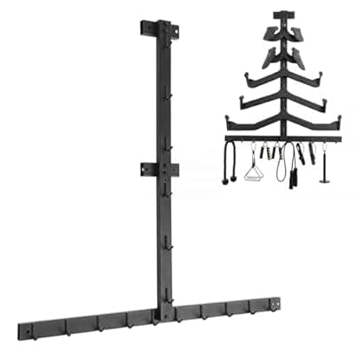 [Otoolling] Otoolling Wall-mounted Gym Accessory Storage Rack, Heavy-duty Steel Lat Pulldown Attachment Organizer, Space-saving T-Bar Design for Home & Commercial Gyms Wall Storage