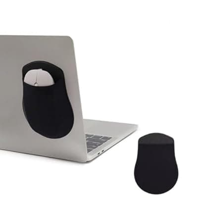 [AIQIBAO] Reusable Adhesive Universal Stick-On Mouse Holder Pocket for Laptop, Computer, and Travel - Wireless Mouse Pouch (Black)