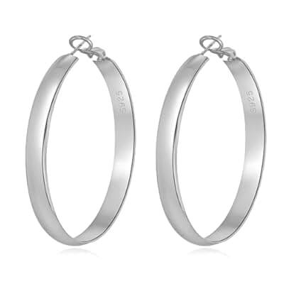 [DHZJTSL] DHZJTSL 5mm Wide Gold Hoop Earrings for Women, 14K Gold Plated Big Chunky Hoop Earrings with S925 Sterling Silver Post, Hypoallergenic Lightweight Earrings Jewelry for Women 30/40/50/60/70mm