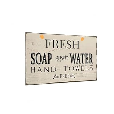 [Carastora] Carastora Vintage Bathroom Sign - Vintage Metal Wall Art for Bathroom or Laundry Room, Rustic Tin Decor for Farmhouse, Cafe, Bar, 12x8 Inch