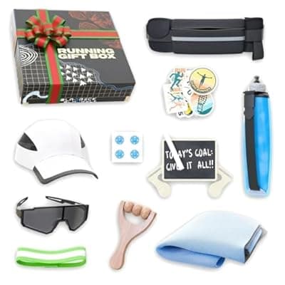 [BLAUBECK] BLAUBECK Ultimate Running Gift Box – Cool Runner Presents and Marathon Essentials for Women – Christmas Running Gift - Contains Sunglasses Hat Running Belt Foldable Water Bottle