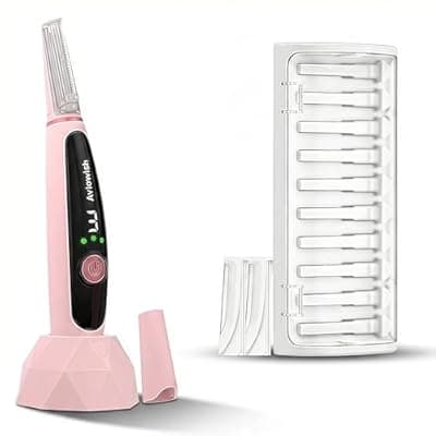 [Aviowish] Aviowish Sonic Dermaplaning Razor for Women face – Beginner-Safe & Sensitive Skin Friendly, Controlled Exfoliation to Remove Peach Fuzz & Dull Skin – 3 Precision Speeds – 12 Blades&LED Light