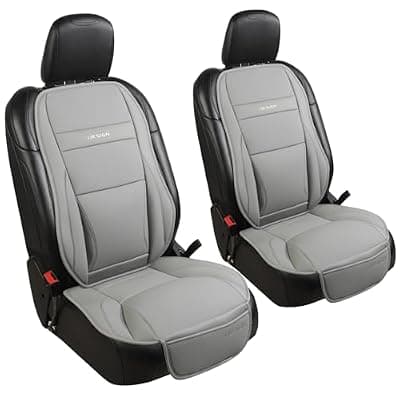 [Gripure] Gripure Car Seat Cover Protector for Front Seats – Waterproof, Breathable Faux Nappa Leather, Airbag Compatible, Dual Support for Waist & Legs, Universal Fit for Sedans, SUVs, Pickups (2pcs, Gray)