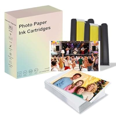 [Enotsrevir] Compatible With Liene Amber M100 M200-4x6 Inch Glossy Photo Paper For DHP512/DHP513, 80 Sheets Papers & 2 Inks, Waterproof, Fingerprint-resistant