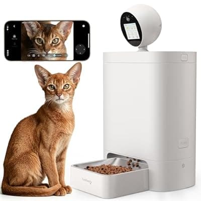 [FEELNEEDY] FEELNEEDY Automatic Cat Feeder with Camera 360°, 2k HD Video Night Vision, AI-Powered for Auto Pet Tracking, 5G/2.4G Wi-Fi & 2-Way Audio, Smart APP Control, Low Food Alert, 5.5L Timed Pet Feeder