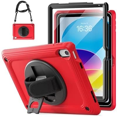 [TSQQST] TSQQST for iPad (A16) 11th/10th Generation Case for Women Artists Designer Luxury Red 10.9 Inch 2025 2022 with Screen Protector | Shockproof Silicone Shell | Strap for Car & Airplane