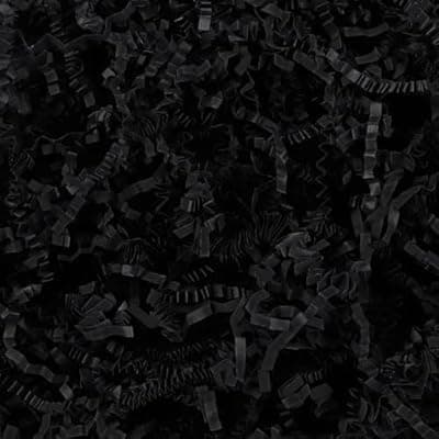 [DOMMARE] 2LB Crinkle Shredded Paper Filler For Gift Baskets, Black Crinkle Papers Filler Basket Stuffing For Halloween Gifts Decor, Gift Bag Filler Raffia For Men Boys, Papers Shred For Wedding Birthday Gift
