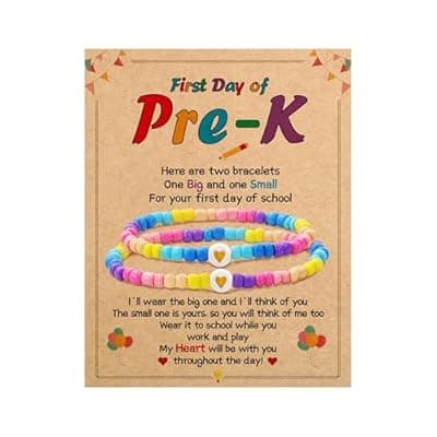 [BAYLAY] BAYLAY Back to School Bracelet - First Day of School Preschool/Kindergarten/1st Grade/2nd Grade/Back to School Stuff Gifts Supplies Mommy and Me Mommy Daughter Bracelets Heart Beaded Bracelets Gifts