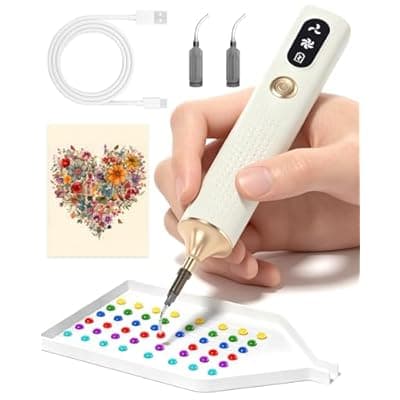 [Pomeperxzlse] Electric Diamond Painting Pen, Vacuum Diamond Art Pens Cordless & Quiet, Power Suction Modes, No Wax Needed, Diamond Painting Tool Accessories for Adults, White