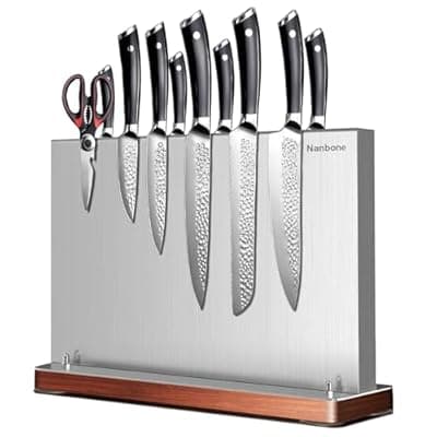[Nanbone] Nanbone Home Kitchen Magnetic Knife Holder Without Knive Display Stand Magnetic Knife Block Rack Magnetic Stand with Strong Enhanced Magnet Multifunctional Storage Stainless Steel Knife Magnetic Strip