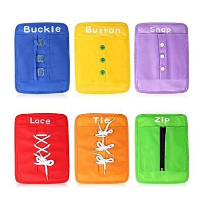 [YHZAN] YHZAN Learn to Tie Your Shoes Dressing Board Montessori Mobile Sensory Board Travel Therapist Life Skills Development Toy - Zip,Button,Snap,Buckle,Lace & Tie for Preschool Toddler 2-8 Years Old | Dres