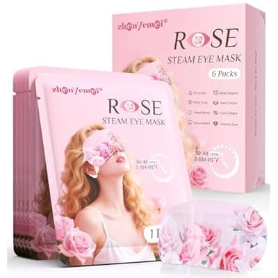 [ZHENYEMEI] ZHENYEMEI 6 Packs Rose Heated Eye Mak - Heating Eye Mask Warm Compress for Dry Eyes Puffinesss Dark Circles Sleep Stye Irritation Stress Relief Self Care Wellness Spa Relaxation Gift