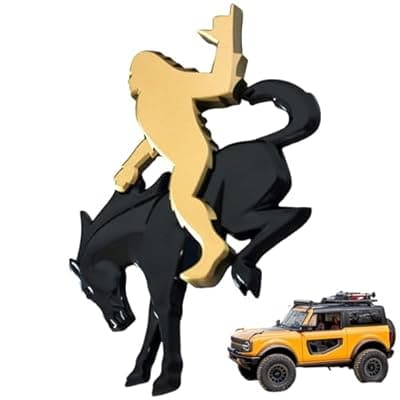 [ZAGEVIVIN] Bronco Sasquatch Emblem Overlay Decal, 3x4 Inch, Black Metallic, Weather-Resistant 3M Adhesive, 2021-2025 Models (Bronze Metallic, Shaka Sign & Horse Set)