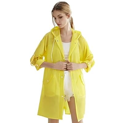 [L-Rain] L-Rain TPU Clear Rain Coat for Women - Waterproof Packable Fashion Rain Poncho with Hood Reusable Raincoat