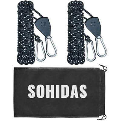 [SOHIDAS] SOHIDAS Camping Rope Reflective Tent Rope Guyline with Ratchet Pulley, Tarp Tie Down Ropes for Tent Tarp, Canopy Shelter, Camping, 13ft Adjustable Guy Line for Canopy Tent 2 Pack Guy Lines Tents Cords