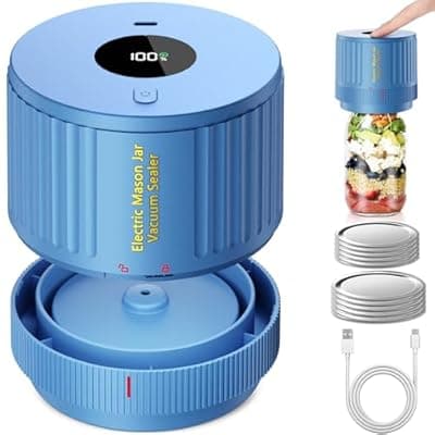 [LOVE MOMENT] LOVE MOMENT Electric Mason Jar Vacuum Sealer Kit for Wide Mouth and Regular Mouth Mason Jar - Blue