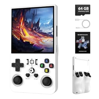 [vexkunp] R36MAX Retro Handheld Game Console, 64GB Retro Gaming Console with 4.0 Inch Screen, Portable Video Game Consoles with 4000mAh Battery and Multiple Emulators, Open Linux System (Ivory)