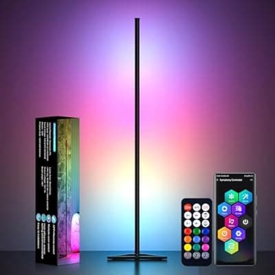 MIHEAL RGB Floor Lamp,16 Million Colors LED Floor Lamps 56" Lamps for Living Room with Music Sync,Standing Lamp with App and Remote Control,Gaming Ambient Lighting Corner Lamp Bedroom Decor