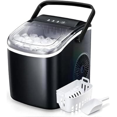 [Antarctic Star] Antarctic Star Countertop Ice Maker Portable Ice Machine with Handle,Self-Cleaning Ice Makers, 26Lbs/24H, 9 Ice Cubes Ready in 6 Mins for Home Kitchen Bar Party (Black)